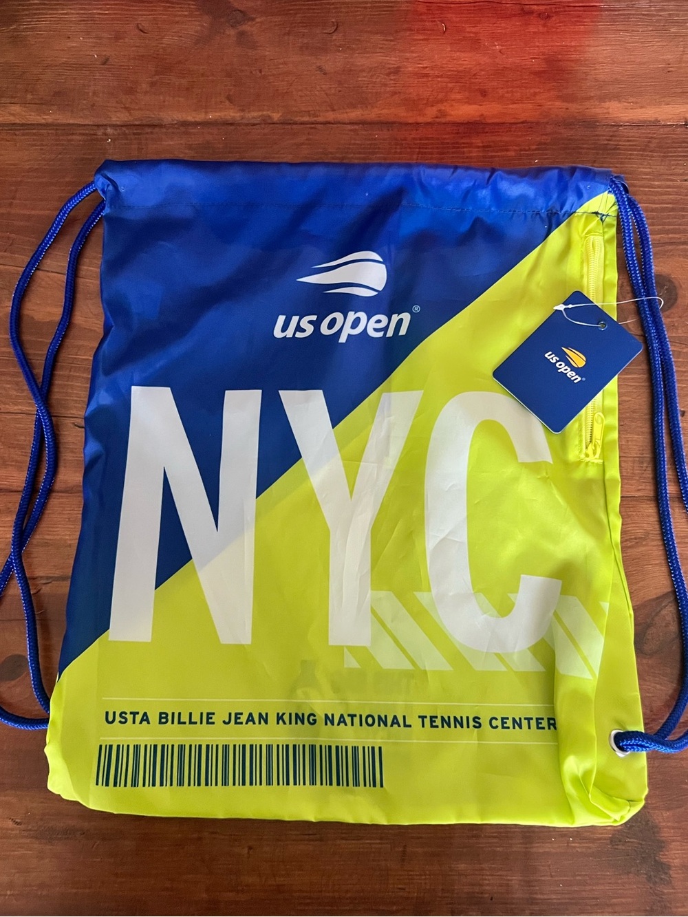 US Open NYC Tennis Drawstring Backpack NWT USTA Billie Jean King Tennis Center